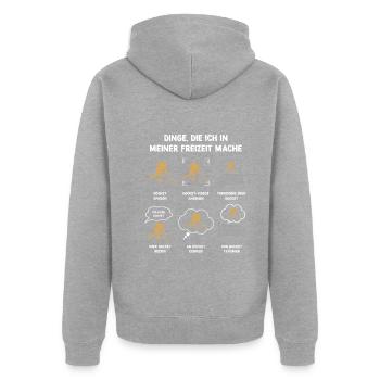 Meine Freizeit v2 12 Hockey - Unisex Premium Bio Zip Hoodie - Grau meliert - Hinten - Nico (187cm)
