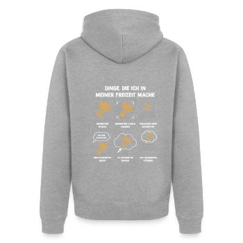 Meine Freizeit v2 5 Badminton - Unisex Premium Bio Zip Hoodie - Grau meliert - Hinten - Nico (187cm)