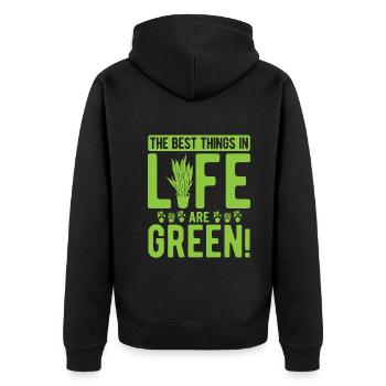 Landschaftsgärtner Hobbygärtner Gärtner - Unisex Premium Bio Zip Hoodie - Schwarz - Hinten - Nico (187cm)
