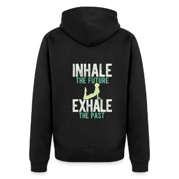Yogalehrer Spruch Für Yogi Yoga - Unisex Premium Bio Zip Hoodie - Schwarz - Hinten - Nico (187cm)