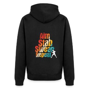 Fechten - Unisex Premium Bio Zip Hoodie - Schwarz - Hinten - Nico (187cm)