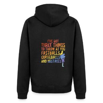 Baseball - Unisex Premium Bio Zip Hoodie - Schwarz - Hinten - Nico (187cm)