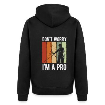 Bogenschießen Archery - Unisex Premium Bio Zip Hoodie - Schwarz - Hinten - Nico (187cm)