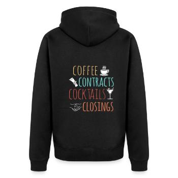Immobilien-Händler Für Immobilien-Makler - Unisex Premium Bio Zip Hoodie - Schwarz - Hinten - Nico (187cm)