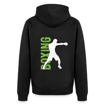 Boxsport Boxing - Unisex Premium Bio Zip Hoodie - Schwarz - Hinten - Nico (187cm)