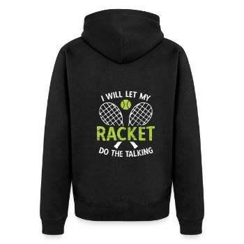 Tennisplatz Spruch Für Tennis - Unisex Premium Bio Zip Hoodie - Schwarz - Hinten - Nico (187cm)