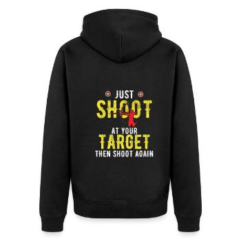 Bogenschießen Archery - Unisex Premium Bio Zip Hoodie - Schwarz - Hinten - Nico (187cm)