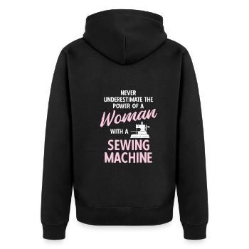 Nähen Und Schneidern Für Näher - Unisex Premium Bio Zip Hoodie - Schwarz - Hinten - Nico (187cm)