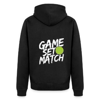 Tennisplatz Spruch Für Tennis - Unisex Premium Bio Zip Hoodie - Schwarz - Hinten - Nico (187cm)