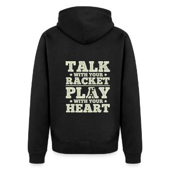 Tennisplatz Spruch Für Tennis - Unisex Premium Bio Zip Hoodie - Schwarz - Hinten - Nico (187cm)