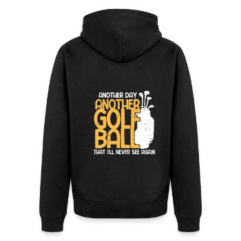 Golfplatz zum Golfen Golf - Unisex Premium Bio Zip Hoodie - Schwarz - Hinten - Nico (187cm)