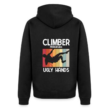 Klettern Bouldern - Unisex Premium Bio Zip Hoodie - Schwarz - Hinten - Nico (187cm)