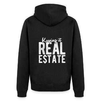 Immobilien-Händler Für Immobilien-Makler - Unisex Premium Bio Zip Hoodie - Schwarz - Hinten - Nico (187cm)
