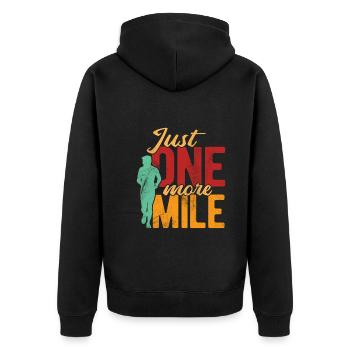 Läufer Joggen - Unisex Premium Bio Zip Hoodie - Schwarz - Hinten - Nico (187cm)