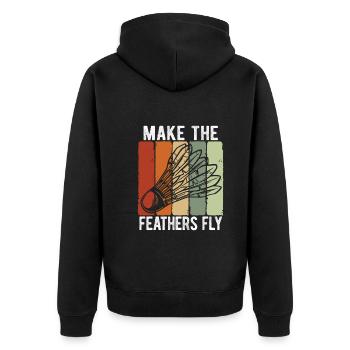 Badminton - Unisex Premium Bio Zip Hoodie - Schwarz - Hinten - Nico (187cm)