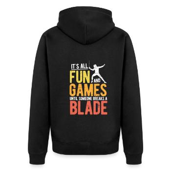 Fechten - Unisex Premium Bio Zip Hoodie - Schwarz - Hinten - Nico (187cm)