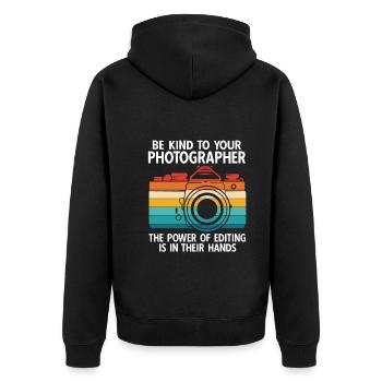 Fotografie Fotograf - Unisex Premium Bio Zip Hoodie - Schwarz - Hinten - Nico (187cm)