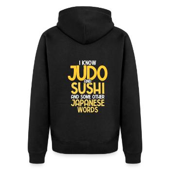 Japanischer Kampfsport Judo - Unisex Premium Bio Zip Hoodie - Schwarz - Hinten - Nico (187cm)