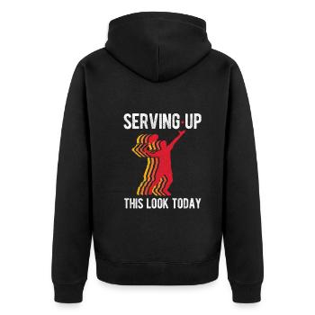 Tennisplatz Spruch Für Tennis - Unisex Premium Bio Zip Hoodie - Schwarz - Hinten - Nico (187cm)