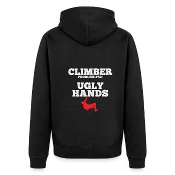 Klettern Bouldern - Unisex Premium Bio Zip Hoodie - Schwarz - Hinten - Nico (187cm)