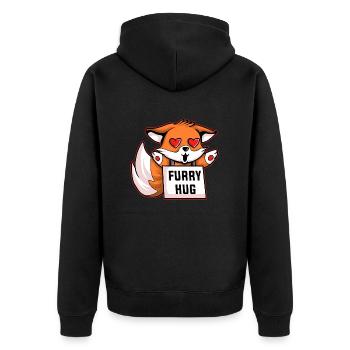 FURRY FOX - Unisex Premium Organic Zip Hoodie - black - Back - Nico (187cm)