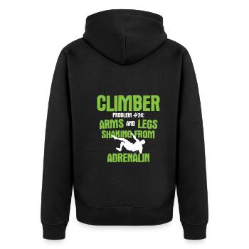 Klettern Bouldern - Unisex Premium Bio Zip Hoodie - Schwarz - Hinten - Nico (187cm)