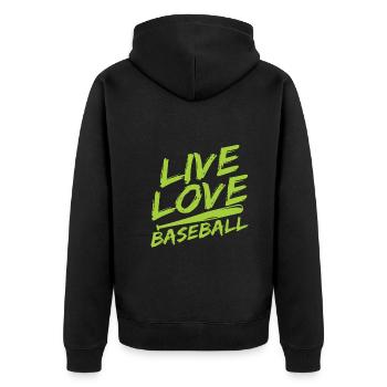 Baseball - Unisex Premium Bio Zip Hoodie - Schwarz - Hinten - Nico (187cm)