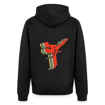 Japanischer Kampfsport Karate - Unisex Premium Bio Zip Hoodie - Schwarz - Hinten - Nico (187cm)