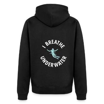 Apnoetaucher Freitaucher Taucher - Unisex Premium Bio Zip Hoodie - Schwarz - Hinten - Nico (187cm)