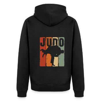 Japanischer Kampfsport Judo - Unisex Premium Bio Zip Hoodie - Schwarz - Hinten - Nico (187cm)