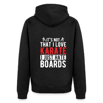 Japanischer Kampfsport Karate - Unisex Premium Bio Zip Hoodie - Schwarz - Hinten - Nico (187cm)