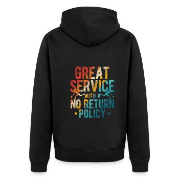 Tennisplatz Spruch Für Tennis - Unisex Premium Bio Zip Hoodie - Schwarz - Hinten - Nico (187cm)