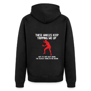 Tischtennisspieler Spruch Für Tischtennis - Unisex Premium Bio Zip Hoodie - Schwarz - Hinten - Nico (187cm)