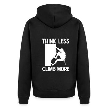 Klettern Bouldern - Unisex Premium Bio Zip Hoodie - Schwarz - Hinten - Nico (187cm)