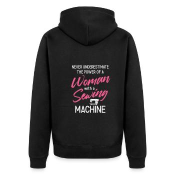 Nähen Und Schneidern Für Näher - Unisex Premium Bio Zip Hoodie - Schwarz - Hinten - Nico (187cm)