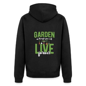 Landschaftsgärtner Hobbygärtner Gärtner - Unisex Premium Bio Zip Hoodie - Schwarz - Hinten - Nico (187cm)