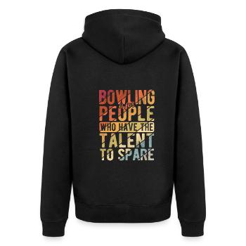 Bowling - Unisex Premium Bio Zip Hoodie - Schwarz - Hinten - Nico (187cm)