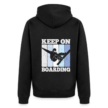 Snowboard Spruch für Snowboarder - Unisex Premium Bio Zip Hoodie - Schwarz - Hinten - Nico (187cm)