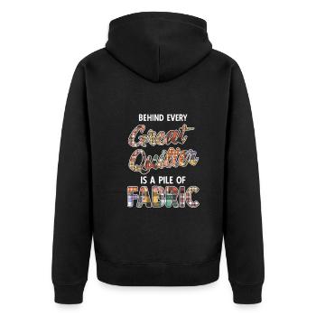 Quilten von Tagesdecken - Unisex Premium Bio Zip Hoodie - Schwarz - Hinten - Nico (187cm)