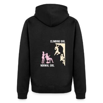 Klettern Bouldern - Unisex Premium Bio Zip Hoodie - Schwarz - Hinten - Nico (187cm)