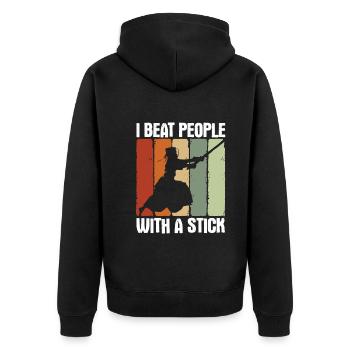 Japanischer Schwertkampf Kendo - Unisex Premium Bio Zip Hoodie - Schwarz - Hinten - Nico (187cm)