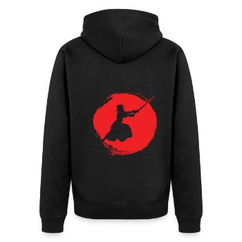Japanischer Schwertkampf Kendo - Unisex Premium Bio Zip Hoodie - Schwarz - Hinten - Nico (187cm)