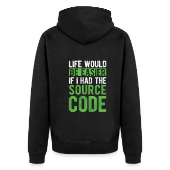 Software Ingenieur Informatiker Programmierer - Unisex Premium Bio Zip Hoodie - Schwarz - Hinten - Nico (187cm)