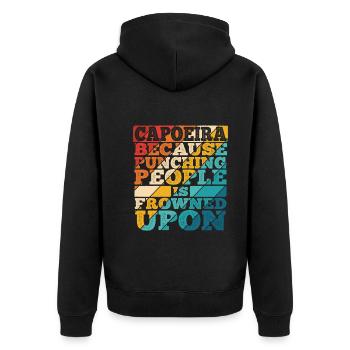 Capoeira - Unisex Premium Bio Zip Hoodie - Schwarz - Hinten - Nico (187cm)