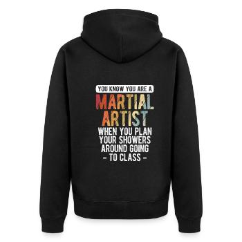 Mixed Martial Arts MMA - Unisex Premium Bio Zip Hoodie - Schwarz - Hinten - Nico (187cm)