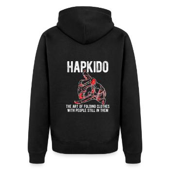 Koreanischer Kampfsport Hapkido - Unisex Premium Bio Zip Hoodie - Schwarz - Hinten - Nico (187cm)