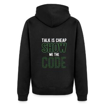 Software Ingenieur Informatiker Programmierer - Unisex Premium Bio Zip Hoodie - Schwarz - Hinten - Nico (187cm)