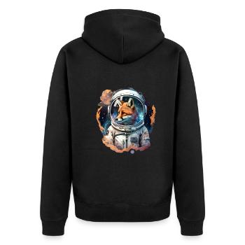 Fox astronaut in space - Unisex Premium Organic Zip Hoodie - black - Back - Nico (187cm)