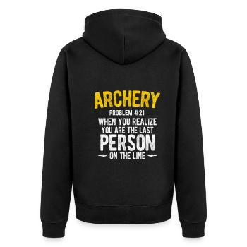 Bogenschießen Archery - Unisex Premium Bio Zip Hoodie - Schwarz - Hinten - Nico (187cm)