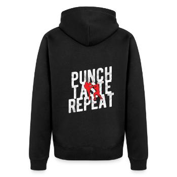 Kickboxing - Unisex Premium Bio Zip Hoodie - Schwarz - Hinten - Nico (187cm)